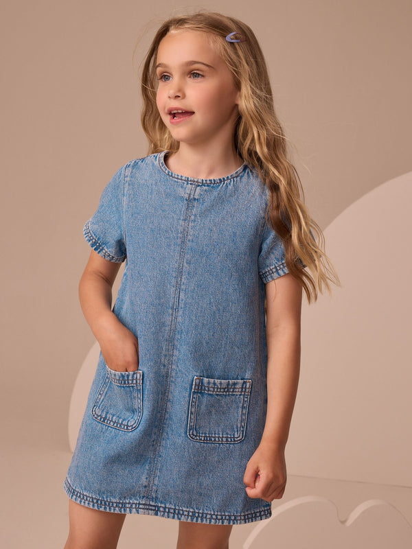 Denim 100% Cotton Shift Dress (3-16yrs)