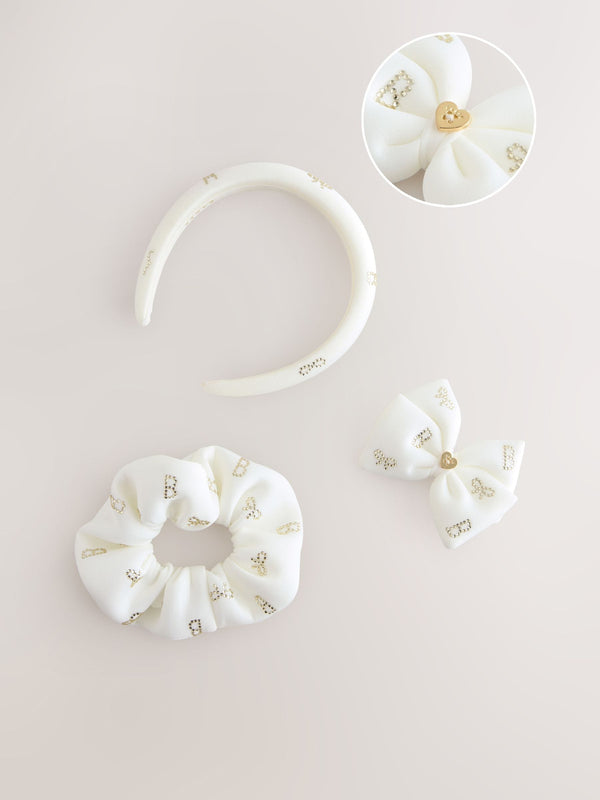 Baker by Ted Baker Girls Scuba Diamanté Bow Headband 3 Piece Set