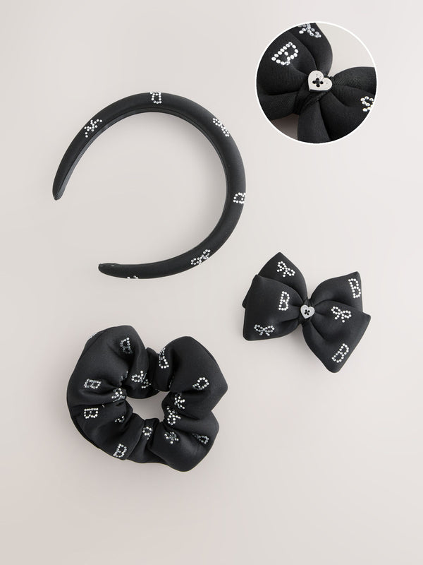 Baker by Ted Baker Girls Scuba Diamanté Bow Headband 3 Piece Set