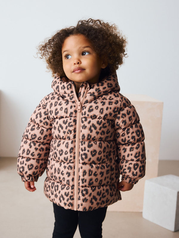 Brown Shower Resistant Fleece Lined Hooded Padded Coat (3mths-7yrs)