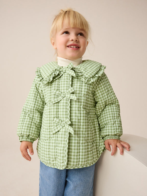 Green Check Shower Resistant Frill Collar Jacket (3mths-7yrs)