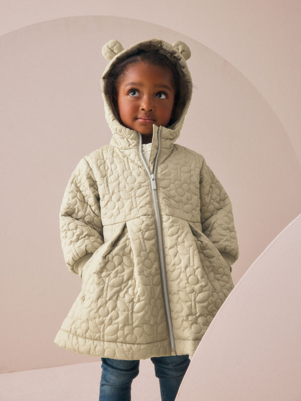 Sage Green Shower Resistant Skirted Quilted Coat (3mths-7yrs)