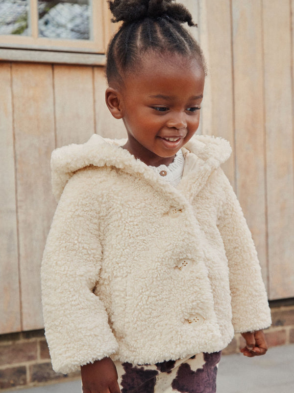 Cream Hooded Borg Jacket (12mths-7yrs)