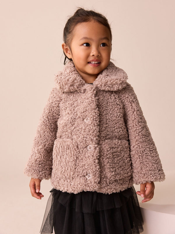 Mink Brown Borg Casual Jacket (12mths-7yrs)