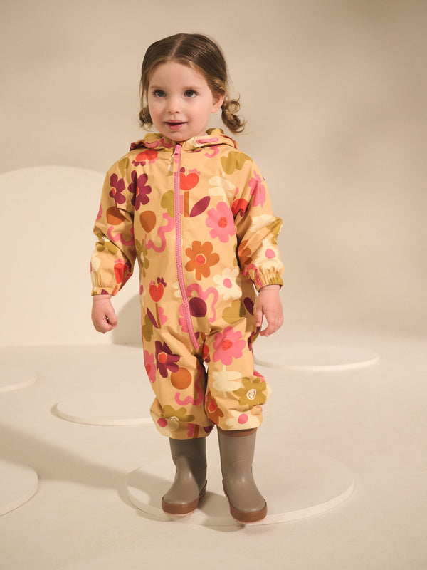 Ochre Floral Waterproof Printed Puddlesuit (3mths-7yrs)