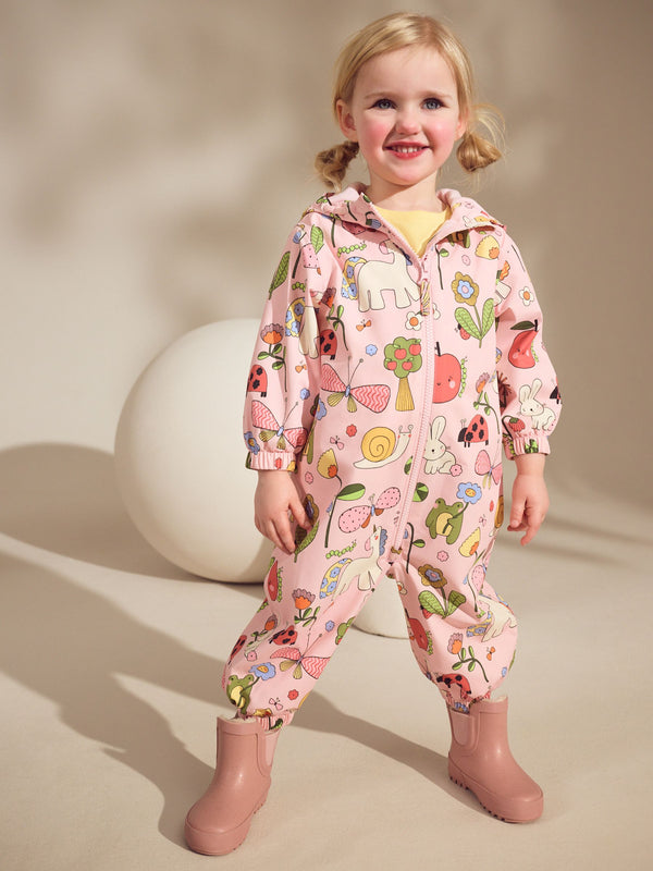 Multi Pink Waterproof Hooded Puddlesuit (3mths-7yrs)