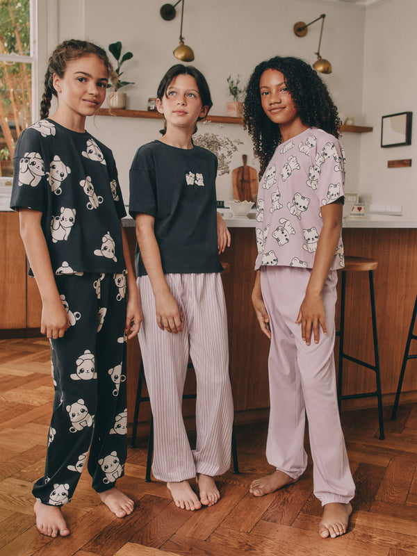 Black/White Panda Print Jogger Pyjamas 3 Pack (3-16yrs)