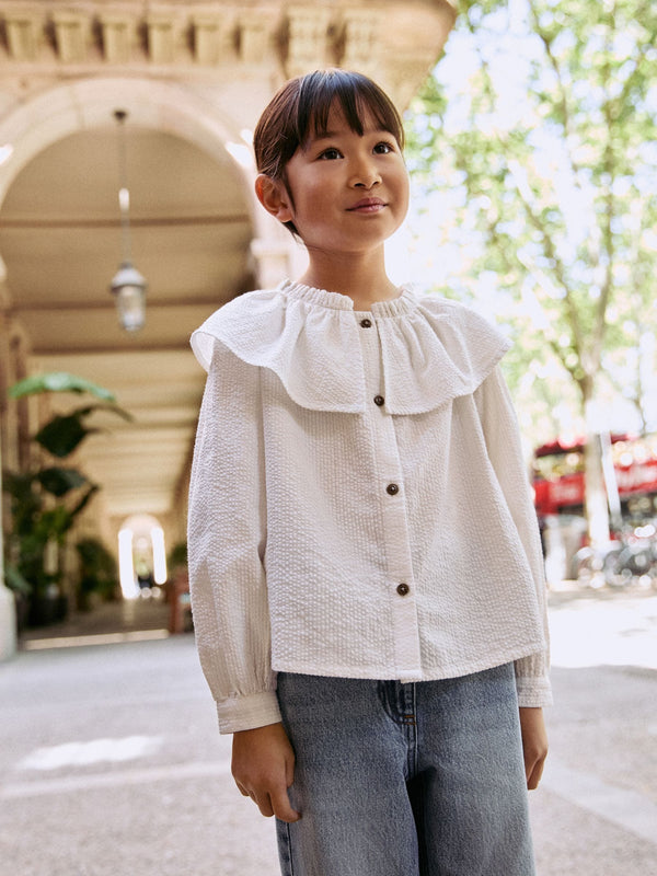 White Ruffle Collar Blouse (3-16yrs)