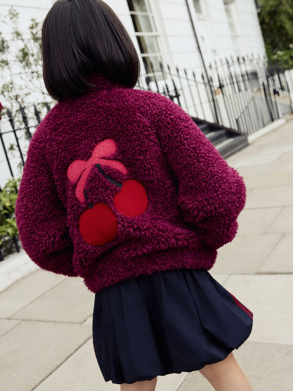 Maroon Red Borg Fleece Bomber Jacket (3-16yrs)