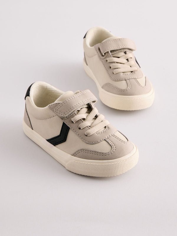 Grey Wide Fit (G) Touch Fastening Elastic Lace Trainers