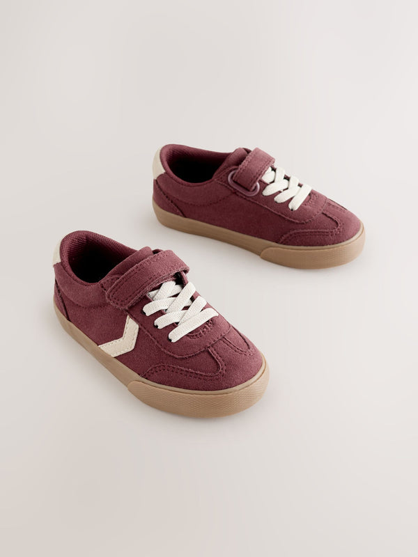 Red Burgundy Wide Fit (G) Touch Fastening Elastic Lace Trainers