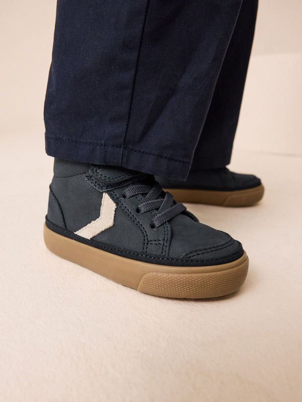 Black Standard Fit (F) Touch Fastening Elastic Lace Trainers