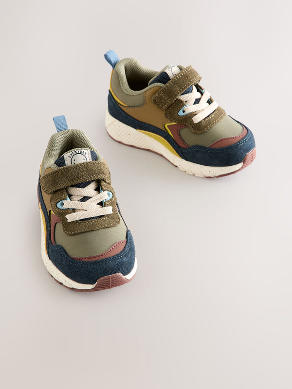 Green Khaki Standard Fit (F) Elastic Lace Trainers