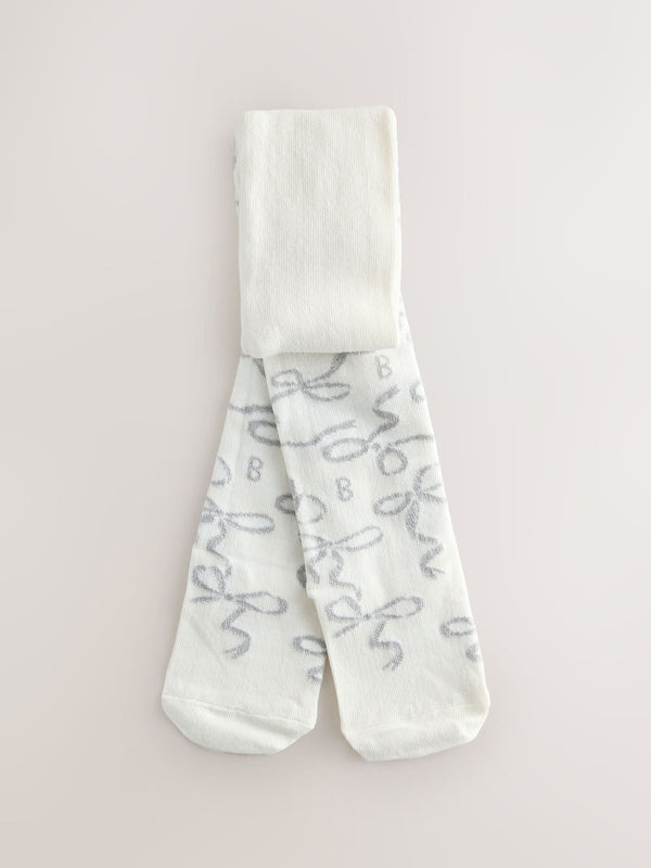 Baker by Ted Baker Girls Silver Ocassion Bow Tights 1 Pack