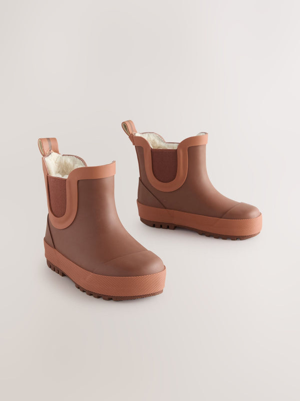 Brown Rust Warm Lined Ankle Wellies