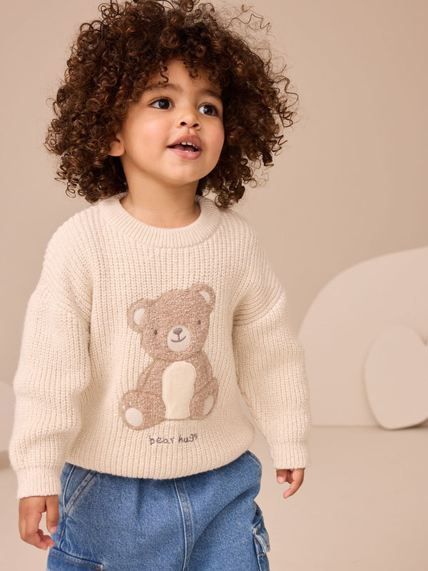 Cream Bear Knitted Jumper (3mths-7yrs)