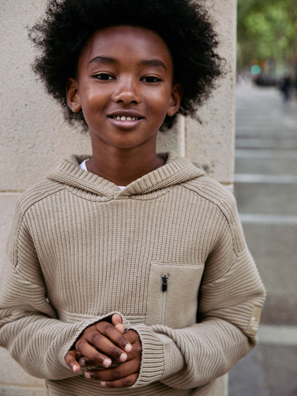 Neutral Utility Knitted Hoodie (3-16yrs)