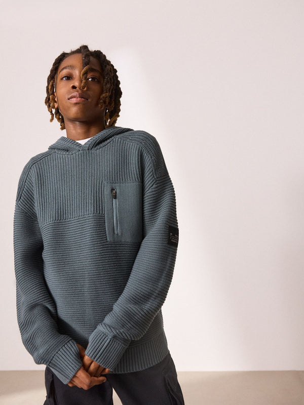 Blue Utility Knitted Hoodie (3-16yrs)