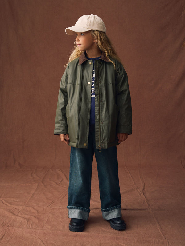 Khaki Green Shower Resistant Barn Jacket (7-16yrs)