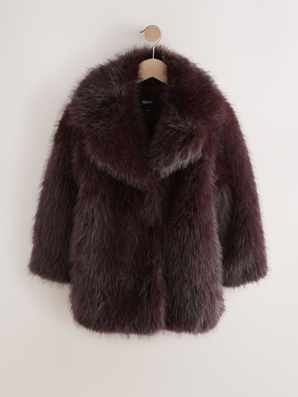 Chocolate Brown Faux Fur Coat (3-16yrs)