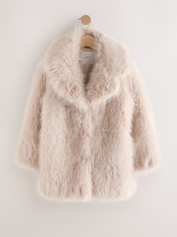 Cream Faux Fur Coat (3-16yrs)