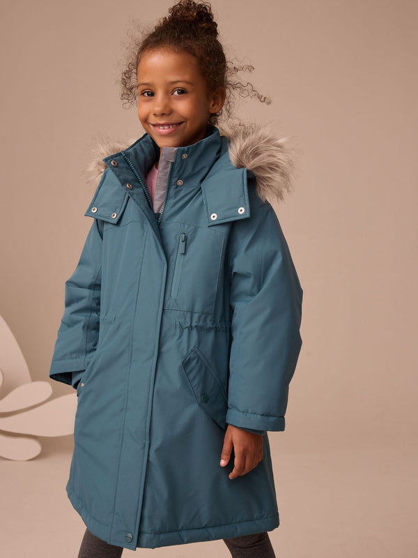 Teal Blue Waterproof Padded Coat (3-16yrs)