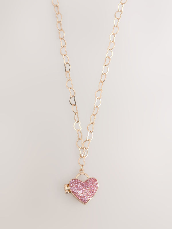 Gold Tone Heart Locket Necklace
