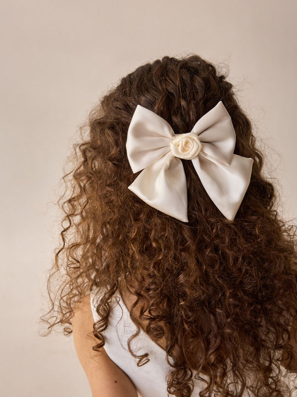 Cream Bow Clip