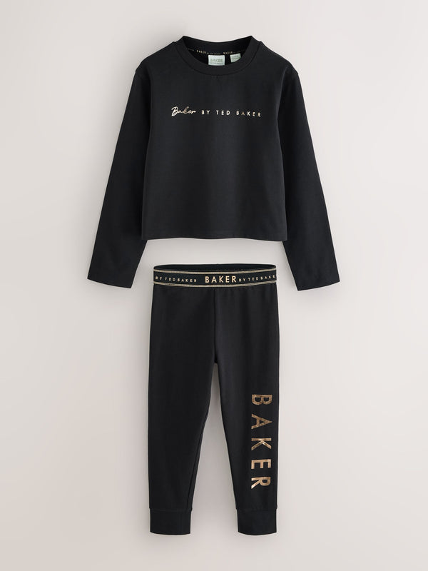 Baker by Ted Baker Back Graphic Varsity Print Black Pyjamas Set