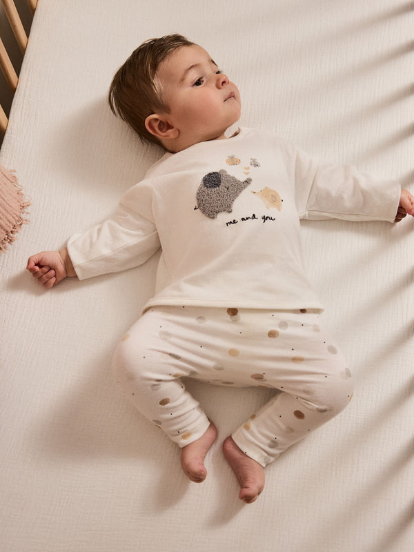 White Delicate Safari Top and Leggings Baby Set (0mths-2yrs)