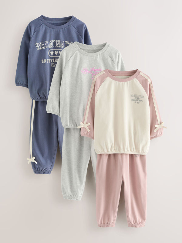 Pink/Navy Washington Print Joggers Pyjamas 3 Pack (9mths-8yrs)