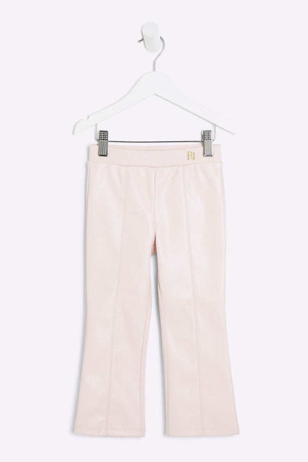 River Island Pink Girls Faux Leather Kickflare Trousers