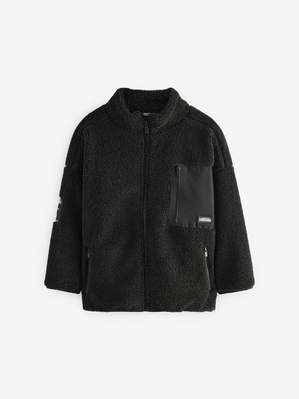 Black Zip Through Borg Fleece (3-16yrs)