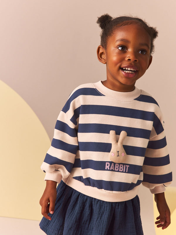 Navy Blue Long Sleeve Sweat Dress (3mths-7yrs)