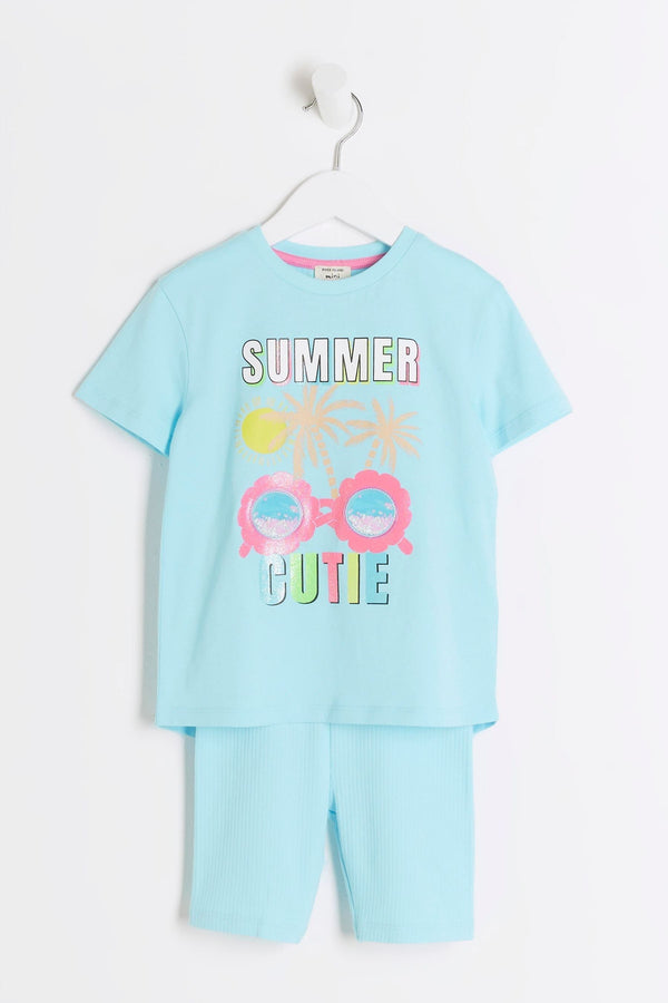 Blue River Island Girls Summer T-Shirt and Shorts Set