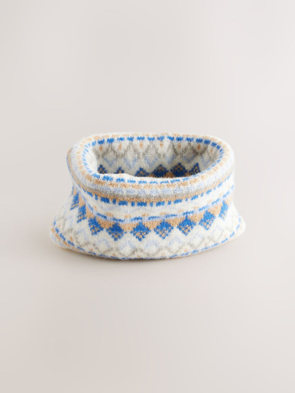 Blue/Ecru Snood Scarf (3-16yrs)
