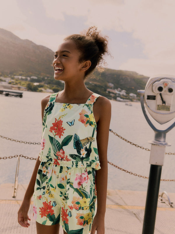 Baker by Ted Baker Multi Tropical Print Woven 100% Cotton Top & Short Set 2 Piece
