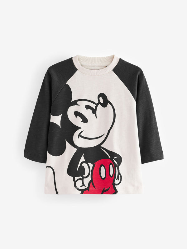 White 100% Cotton Mickey Mouse Long Sleeve T-Shirt (3mths-8yrs)