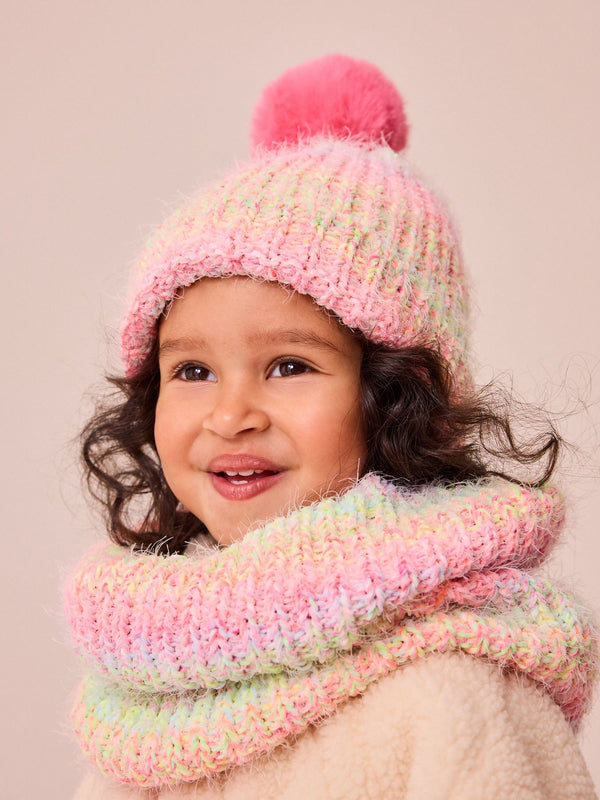 Pink/Green Ombre Hat And Snood Set (1-16yrs)