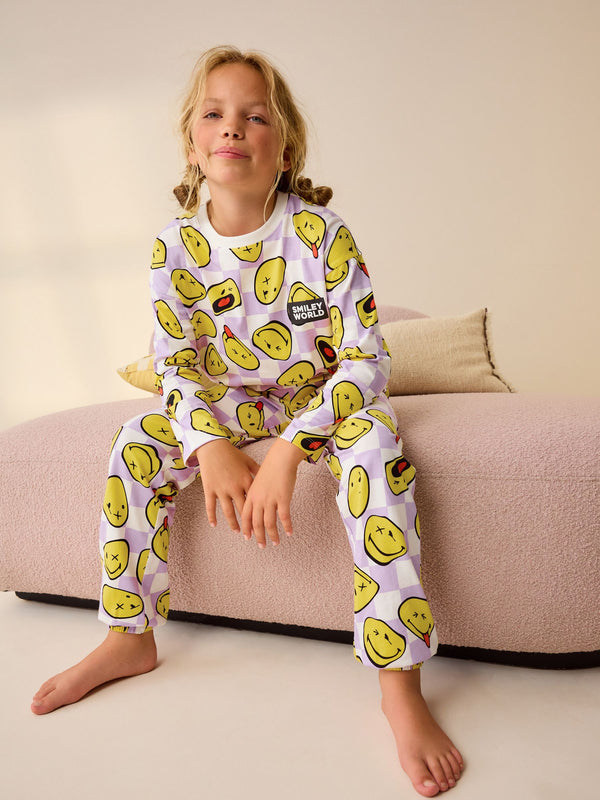 Purple/White License Smiley Jogger Pyjamas (3-16yrs)