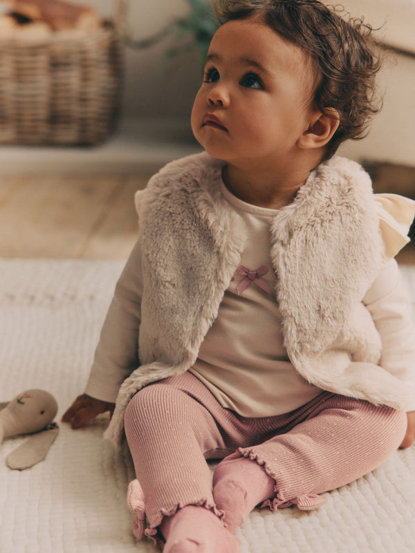 Pink Cosy Baby Long Sleeve Top and Leggings 3 Piece Set