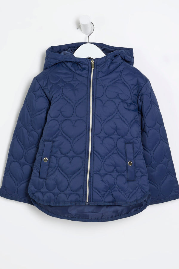 River Island Girls Light Weight Heart Padded Coat