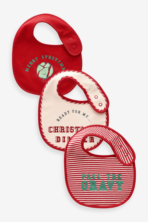 Red Christmas Baby Bib 3 Pack