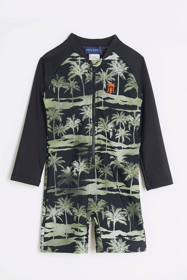 River Island Black Boys Palm Rashsuit