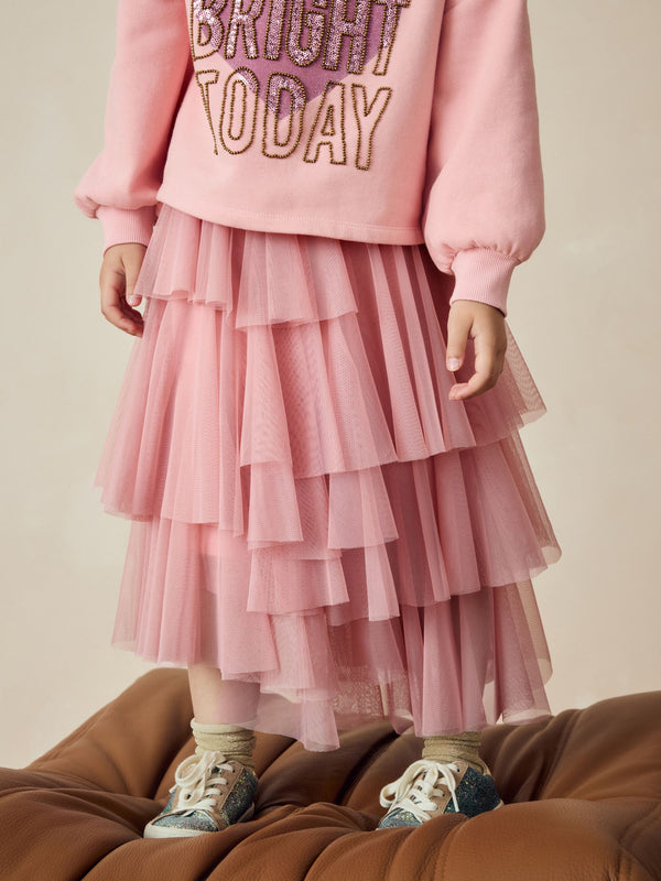 Pink Mesh Layered Skirt (3-16yrs)