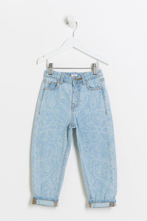 River Island Mini Girls Flower Mom Jeans