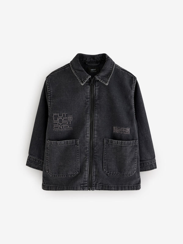 Black 100% Cotton Denim Overshirt (3-16yrs)