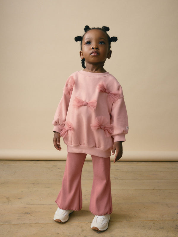Pink Bow Sweatshirt And Flare Set (3mths-7yrs)
