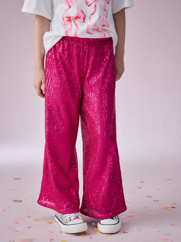 Pink Wide Leg Sequin Trousers (3-16yrs)