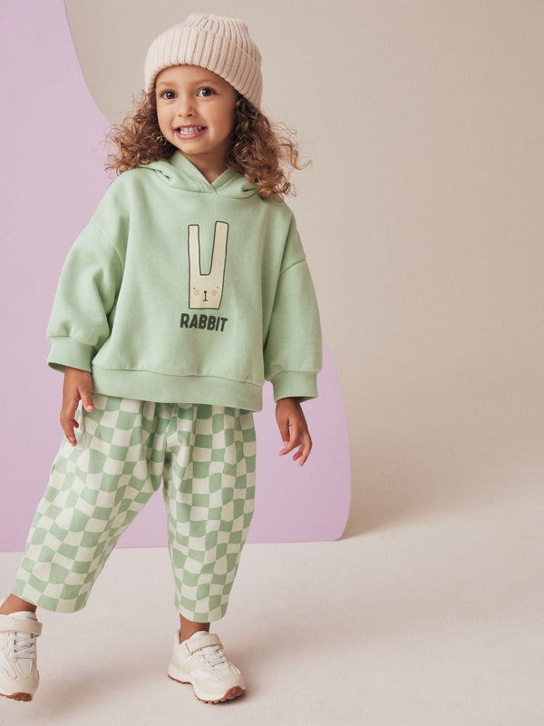 Green 100% Cotton Rabbit Hoodie Set (3mths-7yrs)